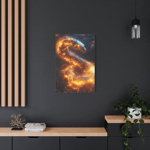 Canvas Wall Art: Fiery Serpent Design, Home Decor, Unique Gift, Fantasy Art, Living Room Wall Decor, Dragon Artwork