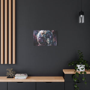 Stretched Canvas Wall Art, Cosmic Earth Design, Home Decor, Modern Art, Gift for Space Lovers, Galaxy Artwork