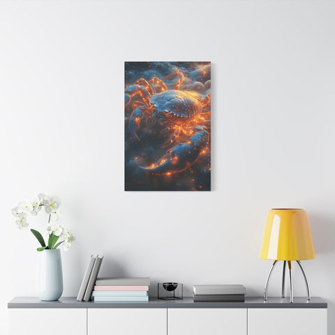 Glowing Crab Art Canvas, Ocean Decor, Coastal Wall Art, Nautical Gift, Unique Home Decoration, Crab Lover's Wall Art
