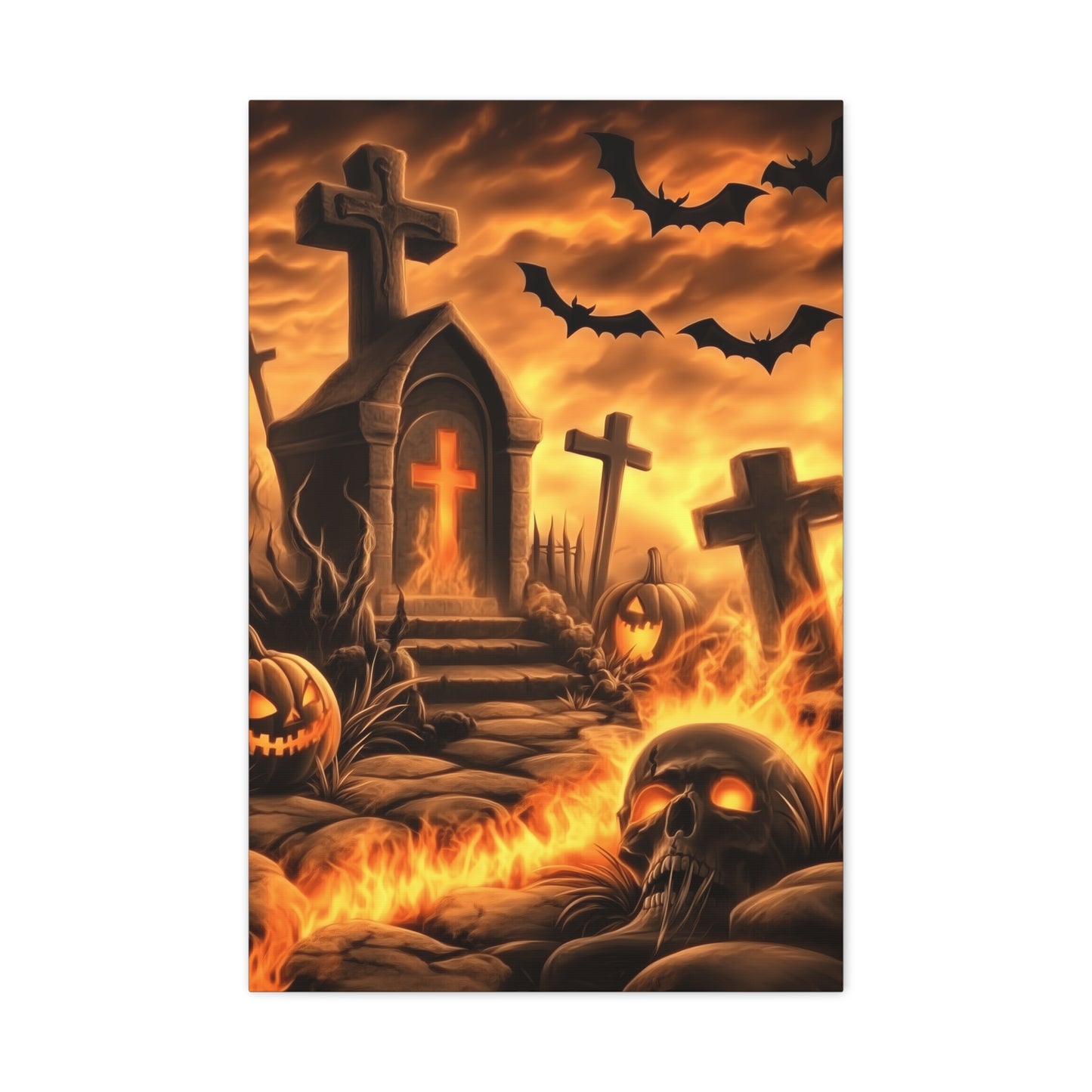 Gothic Halloween Art Print, Spooky Wall Decor, Haunted House Canvas, Autumn Home Decor, Gothic Artwork for Halloween
