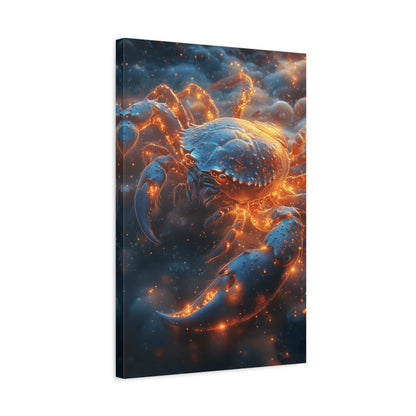 Glowing Crab Art Canvas, Ocean Decor, Coastal Wall Art, Nautical Gift, Unique Home Decoration, Crab Lover's Wall Art