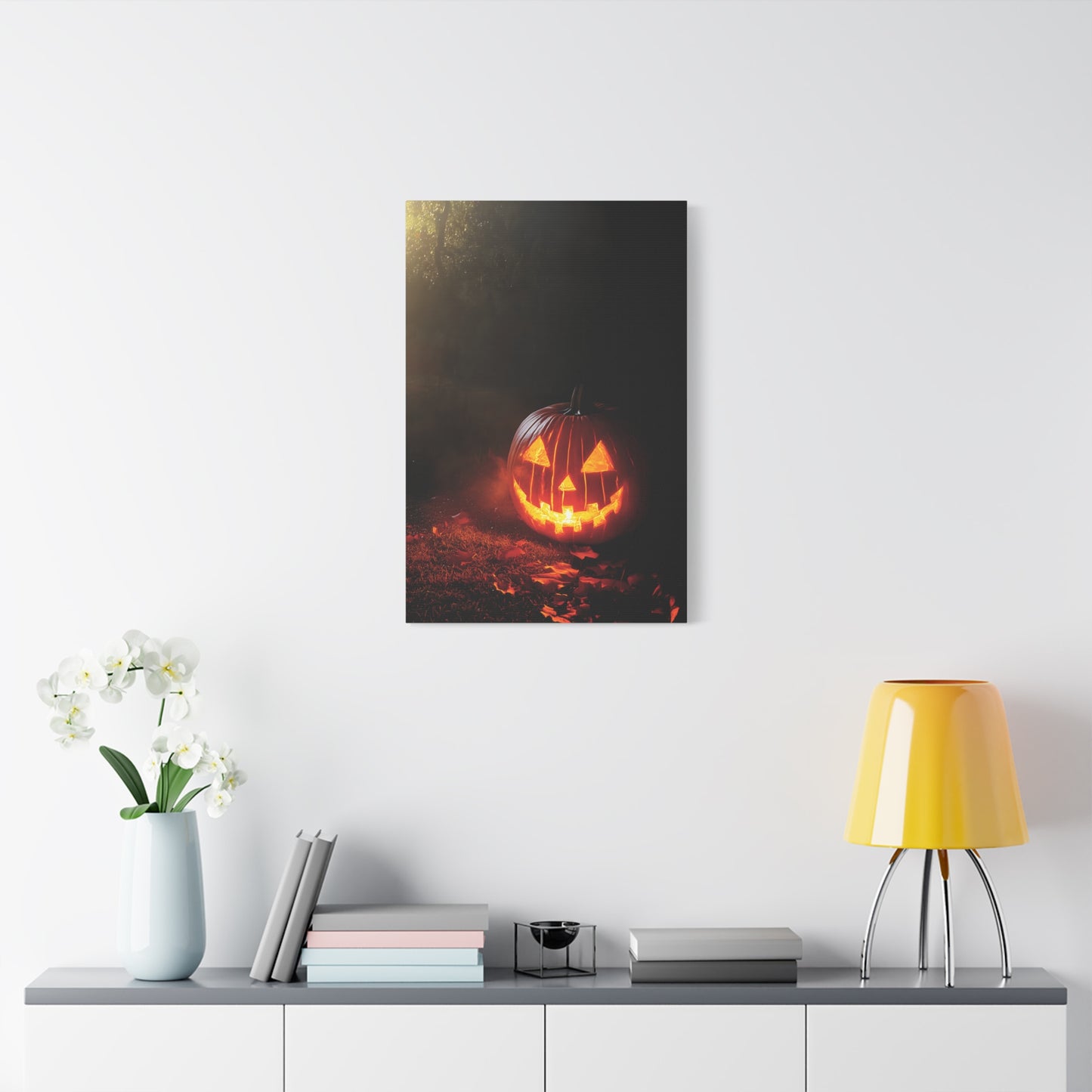 Halloween Pumpkin Canvas Art Print, Spooky Wall Decor, Fall Home Decoration, Halloween Party Decoration, Pumpkin Artwork