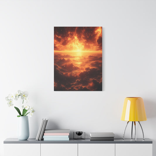 Sunset Ocean Canvas Art, Warm Decorative Wall Art, Home Decor, Gift for Art Lovers, Modern Wall Decor, Living Room Art