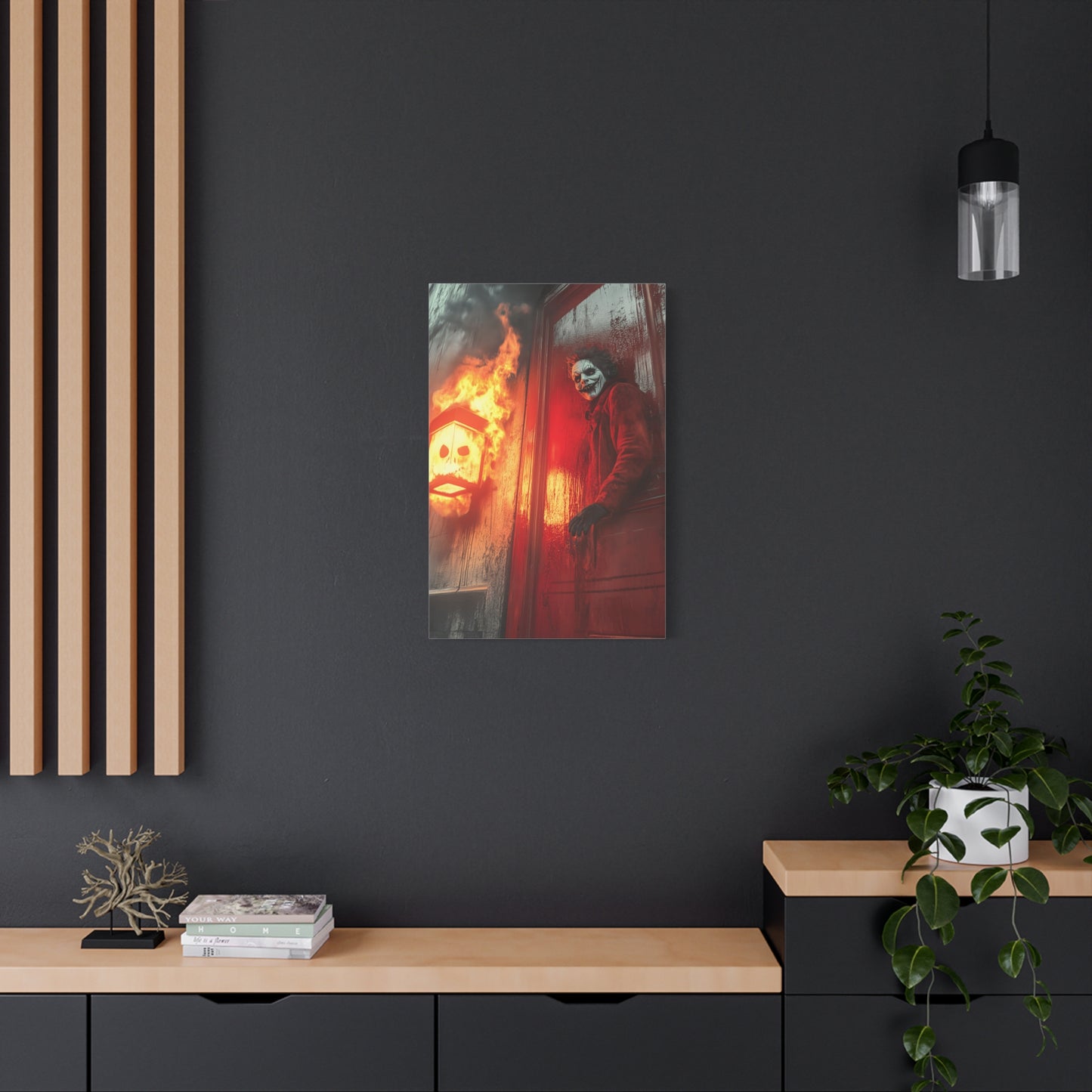 Halloween Horror Art Print, Spooky Home Decor, Creepy Wall Art, Unique Gift for Haunted House Lovers, Matte Canvas Artwork