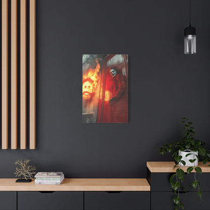 Halloween Horror Art Print, Spooky Home Decor, Creepy Wall Art, Unique Gift for Haunted House Lovers, Matte Canvas Artwork