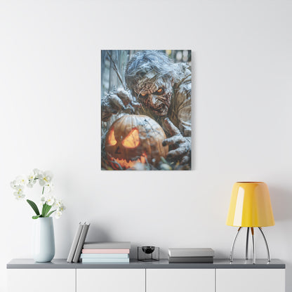 Halloween Canvas Art Print, Creepy Wall Decor, Spooky Home Decor, Haunted House Decoration, Fall Artwork, Pumpkin Scare