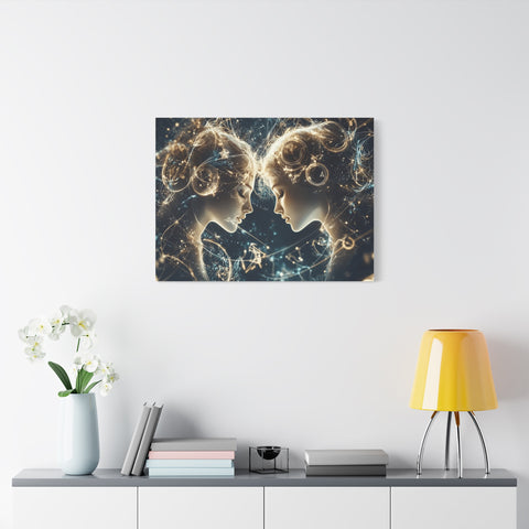 Celestial Gemini Canvas Print, Cosmic Art, Home Decor, Gift for Her, Astrology Wall Art, Unique Artwork, Gallery Wall