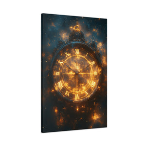 Ethereal Clock Canvas Wall Art, Timeless Décor, Night Sky Art, Galactic Home Décor