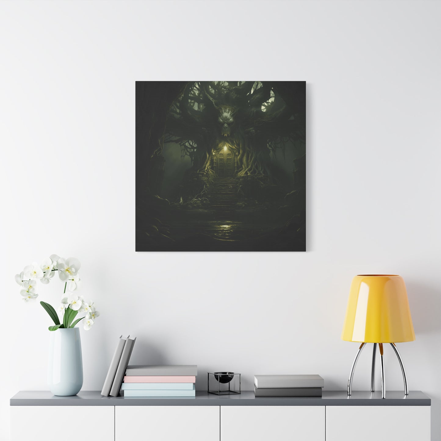 Mystical Forest Canvas Wall Art, Fantasy Decor, Enchanted Home, Gift for Nature Lovers, Dark Aesthetic Room Decor, Gothic Artwork
