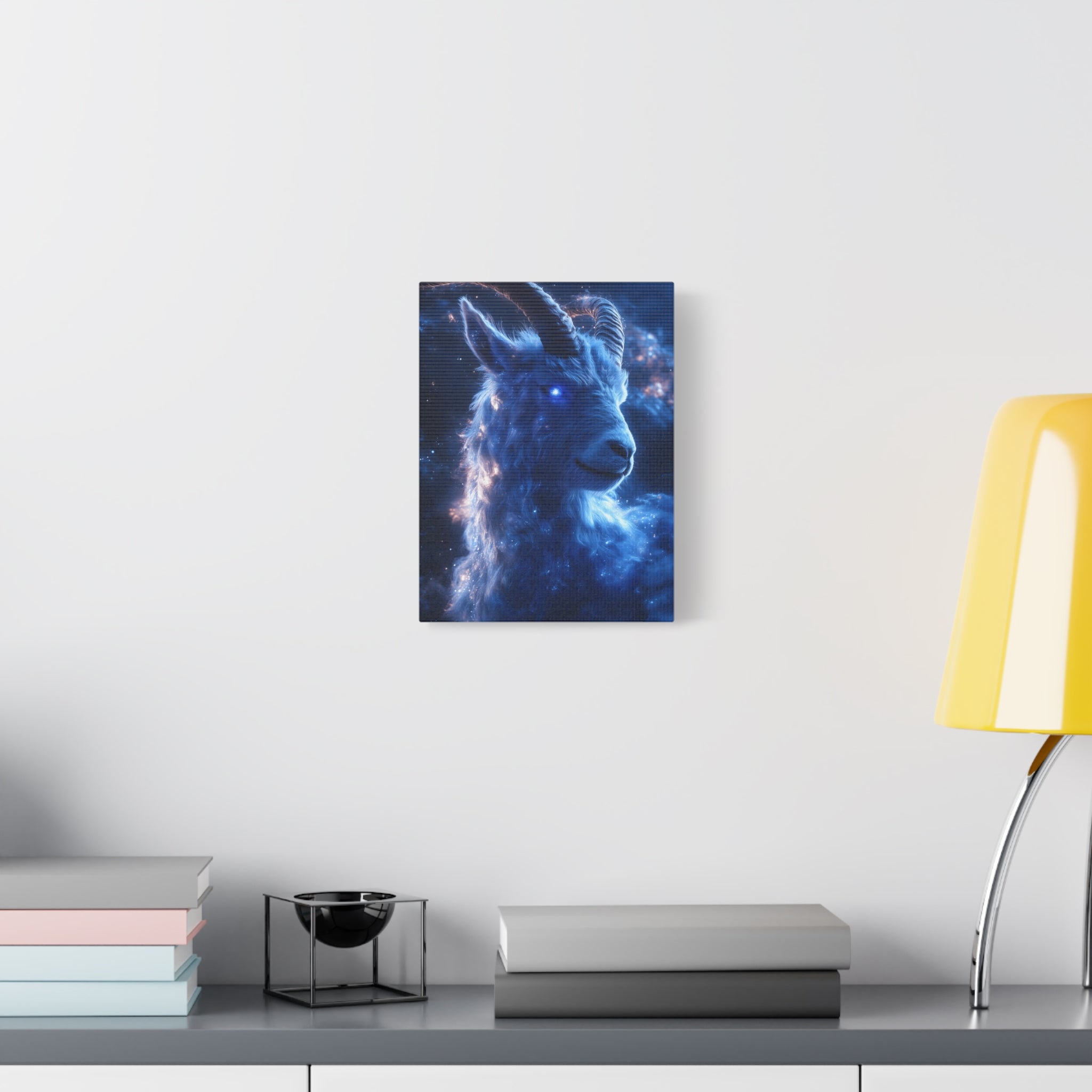 Cosmic Goat Canvas Art, Galactic Animal Decor, Wall Hanging for Home or Office, Unique Gift for Animal Lovers, Space Theme Art