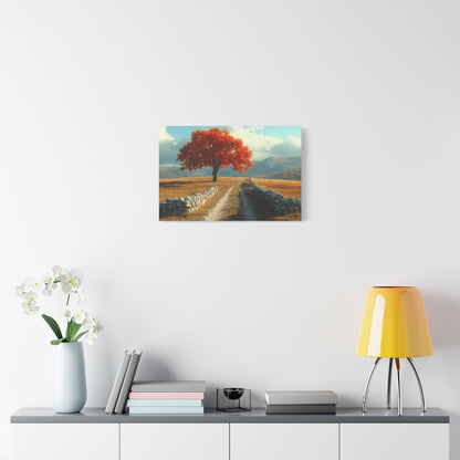 Vibrant Landscape Canvas Art, Nature Wall Decor, Red Tree Print, Home Decor, Gift for Nature Lovers