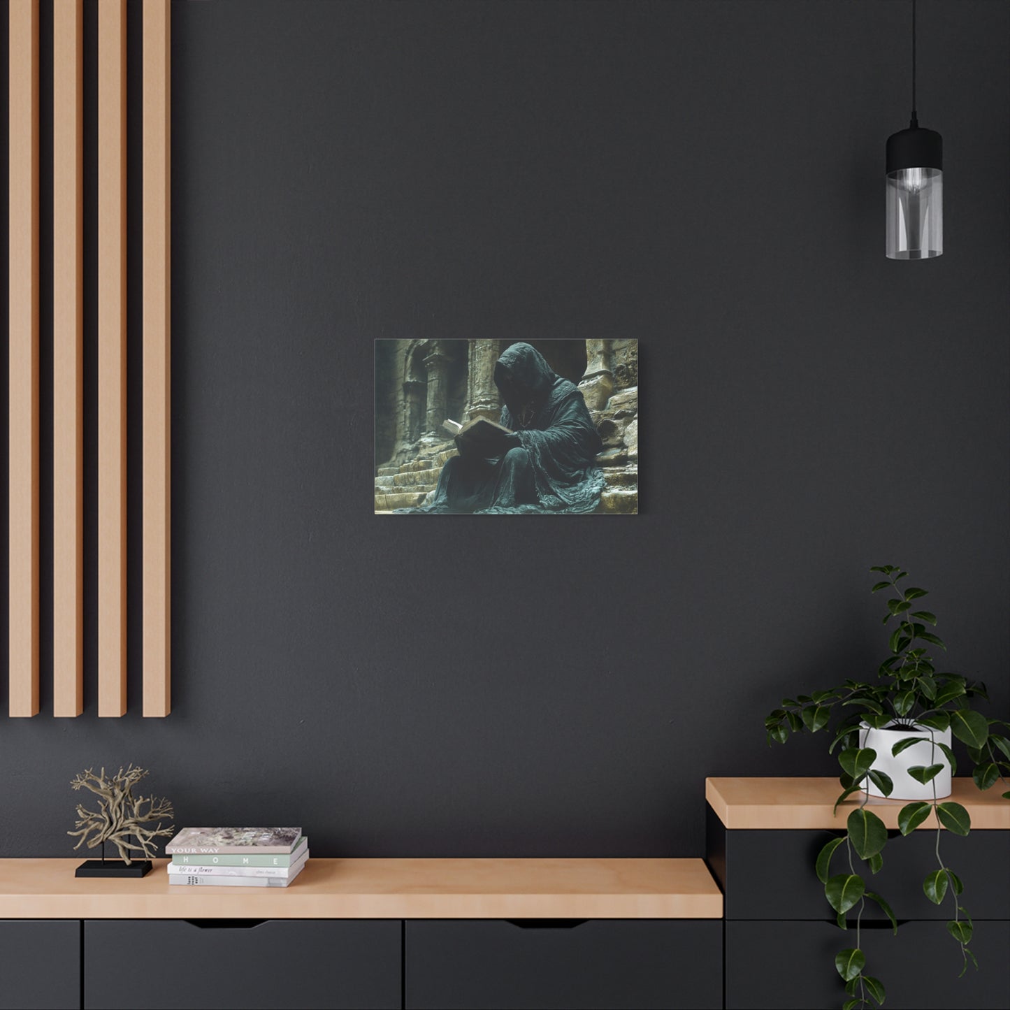 Mystical Monk Stretched Canvas Art, Dark Fantasy Wall Decor, Esoteric Home Decor, Unique Gifts for Art Lovers, Spiritual Artwork