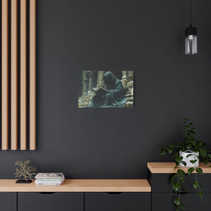 Mystical Monk Stretched Canvas Art, Dark Fantasy Wall Decor, Esoteric Home Decor, Unique Gifts for Art Lovers, Spiritual Artwork