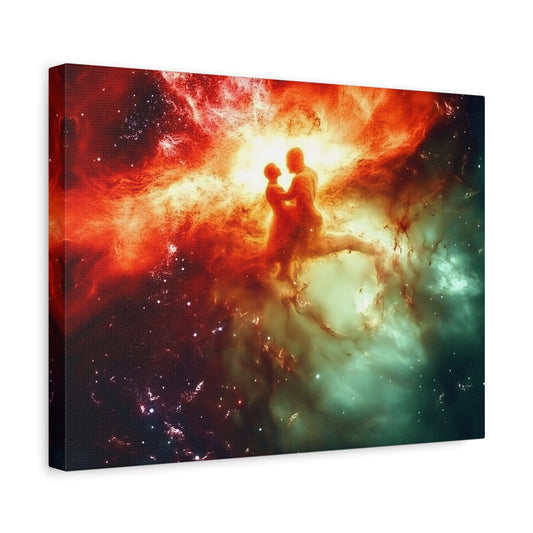 Cosmic Love Canvas Art, Celestial Couple Print, Space Wall Decor, Romantic Gift, Unique Home Artwork