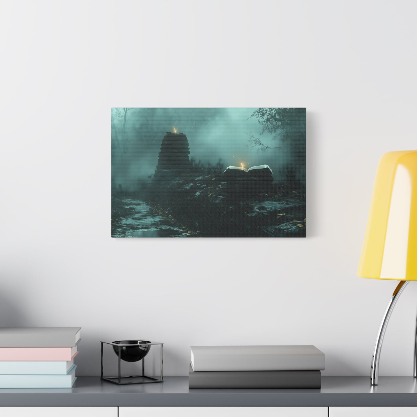 Mystical Book Canvas Art, Enigmatic Wall Decor, Fantasy Themed Home Decor, Gift for Book Lovers, Unique Art Piece, Wall Art for Halloween
