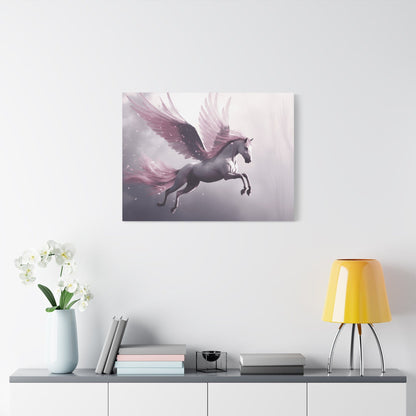 Fantasy Winged Horse Canvas Wall Art, Magical Home Décor, Gift for Horse Lovers, Fairy Tale Art, Dreamy Artwork