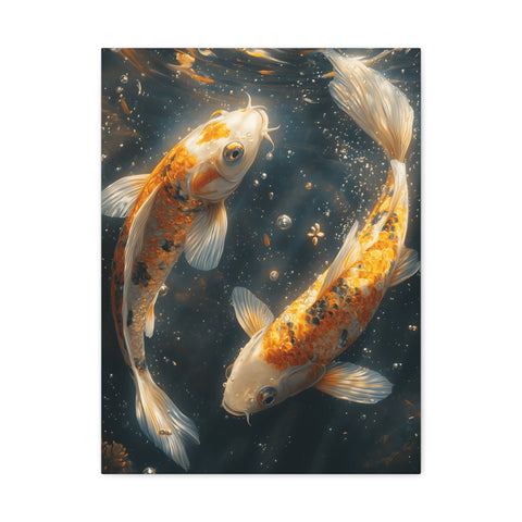Serene Koi Canvas Print, Aquatic Art, Home Decor, Meditation Gift, Nature Wall Art, Zen Decor, Fish Artwork