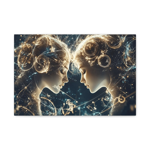 Celestial Gemini Canvas Print, Cosmic Art, Home Decor, Gift for Her, Astrology Wall Art, Unique Artwork, Gallery Wall