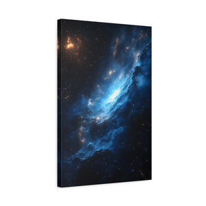 Cosmic Canvas Wall Art, Galaxy Decor, Space Home Decoration, Blue Nebula Print, Stretched Artwork for Bedroom