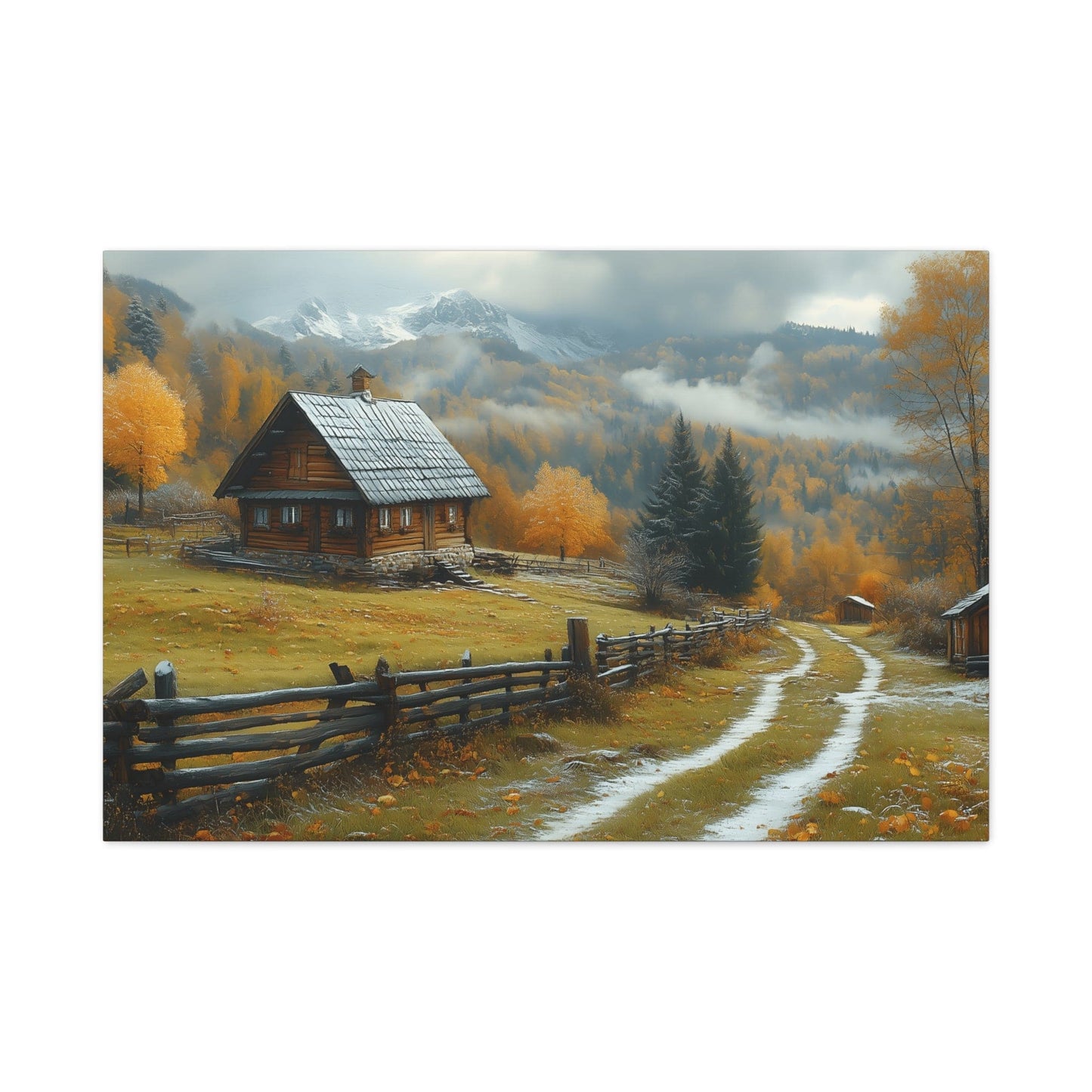 Autumn Landscape Canvas Art, Nature Wall Decor, Cozy Home Aesthetic, Seasonal Artwork, Gift for Nature Lovers