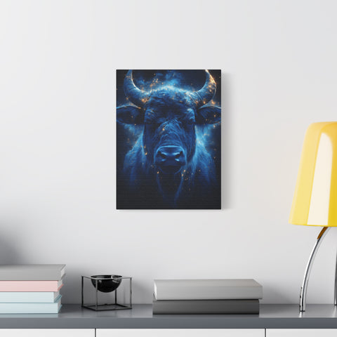 Cosmic Bull Canvas Art, Vibrant Wall Decor, Farmhouse Chic, Gift for Animal Lovers, Unique Home Accent, Astrology Inspired