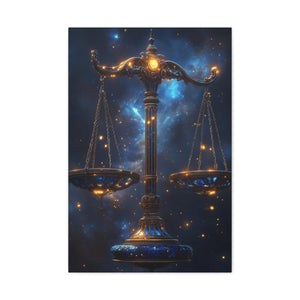 Cosmic Balance Canvas Art Print | Astrology Decor, Starry Wall Art, Home Decoration, Gift for Zodiac Lovers, Scales Artwork