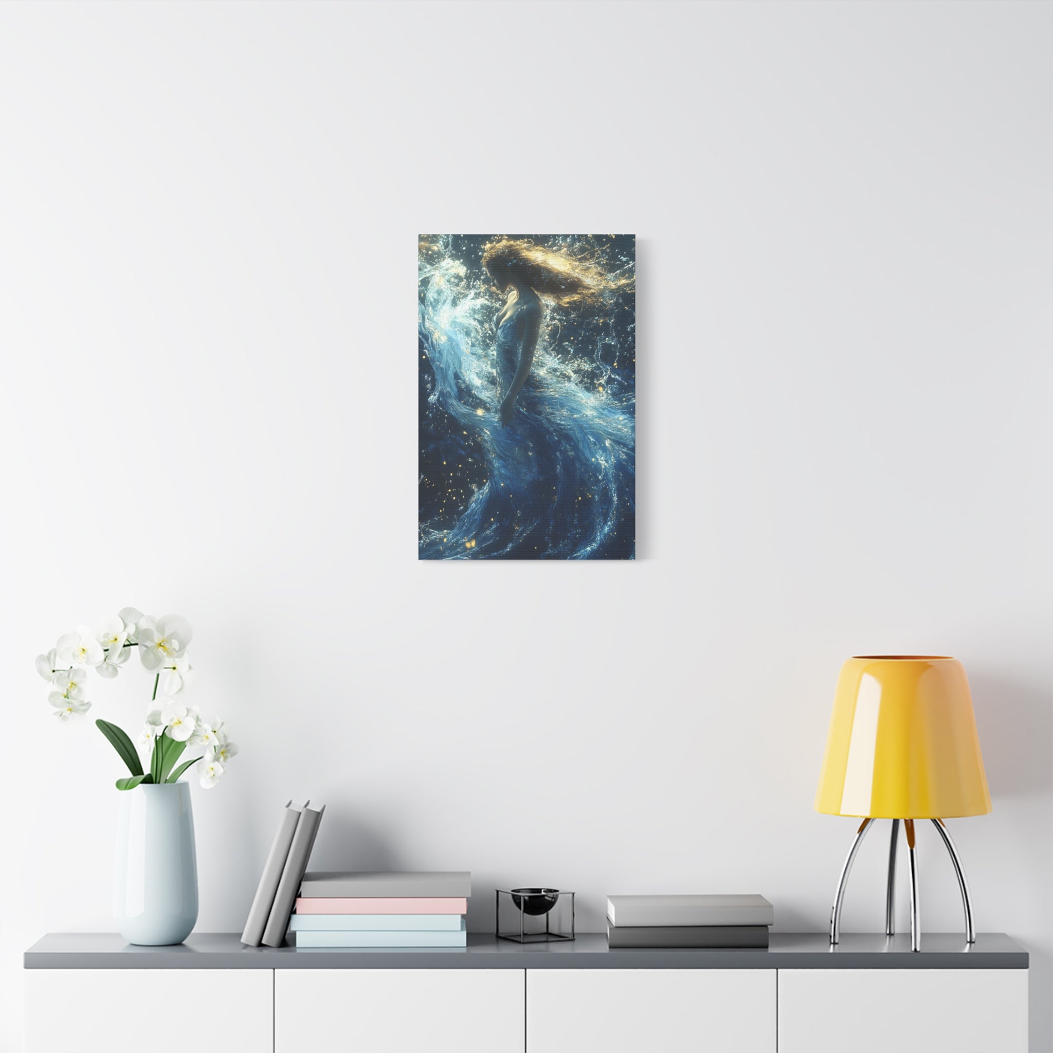 Canvas Wall Art - Mystical Water Goddess, Ethereal Decor for Home, Unique Gift for Art Lovers, Nautical Theme, Ocean Inspired
