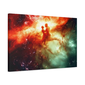 Cosmic Love Canvas Art, Celestial Couple Print, Space Wall Decor, Romantic Gift, Unique Home Artwork