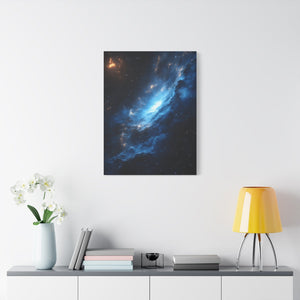 Cosmic Canvas Wall Art, Galaxy Decor, Space Home Decoration, Blue Nebula Print, Stretched Artwork for Bedroom