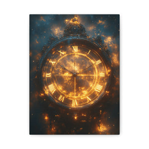 Ethereal Clock Canvas Wall Art, Timeless Décor, Night Sky Art, Galactic Home Décor
