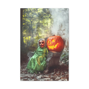 Spooky Halloween Canvas Art, Halloween Decor, Wall Art, Frightening Artwork, Fall Decorations, Pumpkin Queen