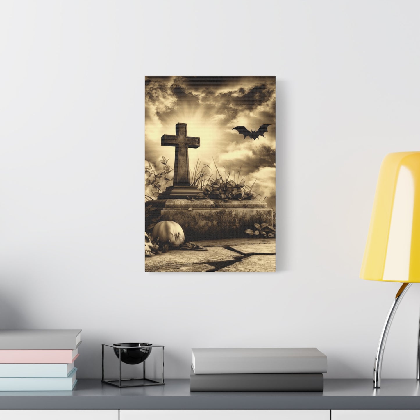 Gothic Halloween Wall Art, Perfect for Home Decor, Spooky Aesthetic, Graveyard Scene, Autumn Decor, Haunted House