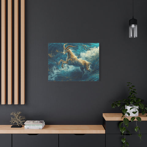 Leaping Goat Canvas Art, Water Splash Wall Décor, Farmhouse Decor, Nature Art, Goat Lover Gift, Animal Wall Hanging