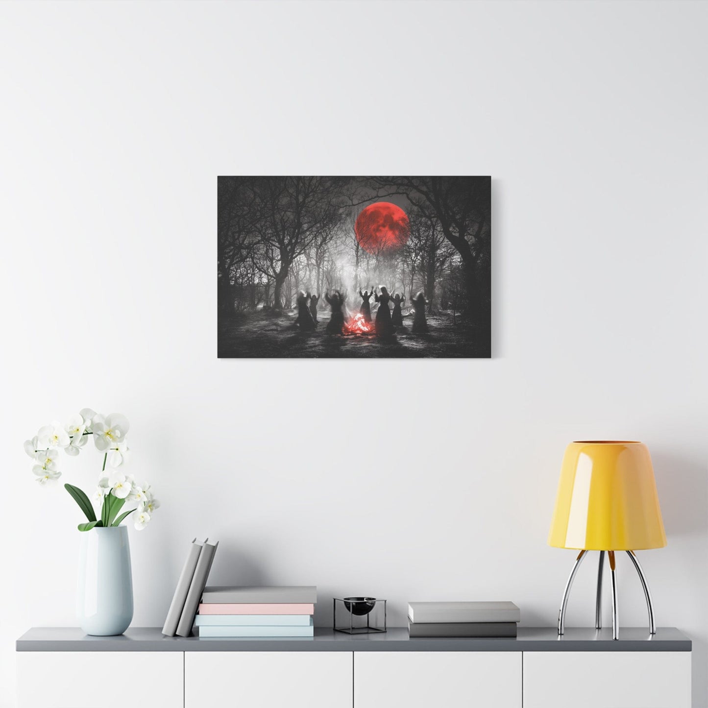 Eerie Witchcraft Wall Art, Dark Aesthetic Poster, Halloween Decor, Gothic Home Design, Spooky Canvas Wall Hanging