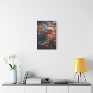Glowing Crab Art Canvas, Ocean Decor, Coastal Wall Art, Nautical Gift, Unique Home Decoration, Crab Lover's Wall Art