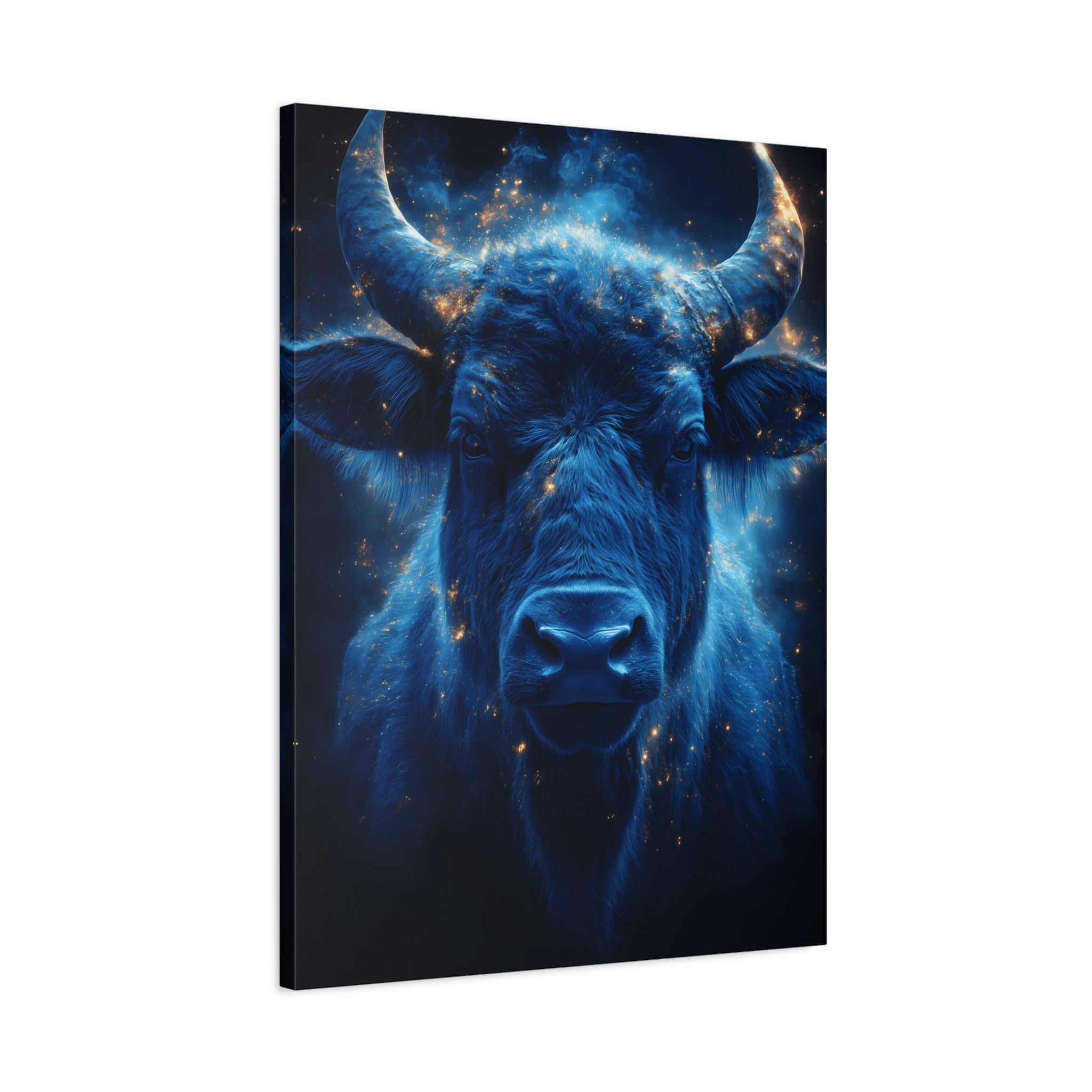Cosmic Bull Canvas Art, Vibrant Wall Decor, Farmhouse Chic, Gift for Animal Lovers, Unique Home Accent, Astrology Inspired