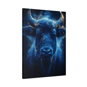 Cosmic Bull Canvas Art, Vibrant Wall Decor, Farmhouse Chic, Gift for Animal Lovers, Unique Home Accent, Astrology Inspired