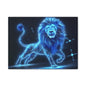 Celestial Lion Canvas Art, Cosmic Decor, Starry Night Wall Art, Gift for Animal Lovers, Home Office Decor, Vibrant Blue Canvas