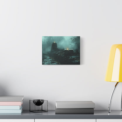 Mystical Book Canvas Art, Enigmatic Wall Decor, Fantasy Themed Home Decor, Gift for Book Lovers, Unique Art Piece, Wall Art for Halloween