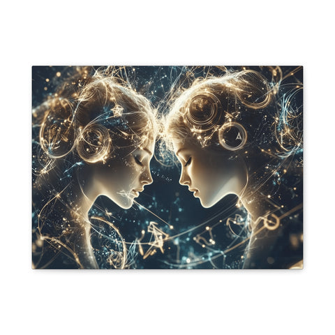 Celestial Gemini Canvas Print, Cosmic Art, Home Decor, Gift for Her, Astrology Wall Art, Unique Artwork, Gallery Wall