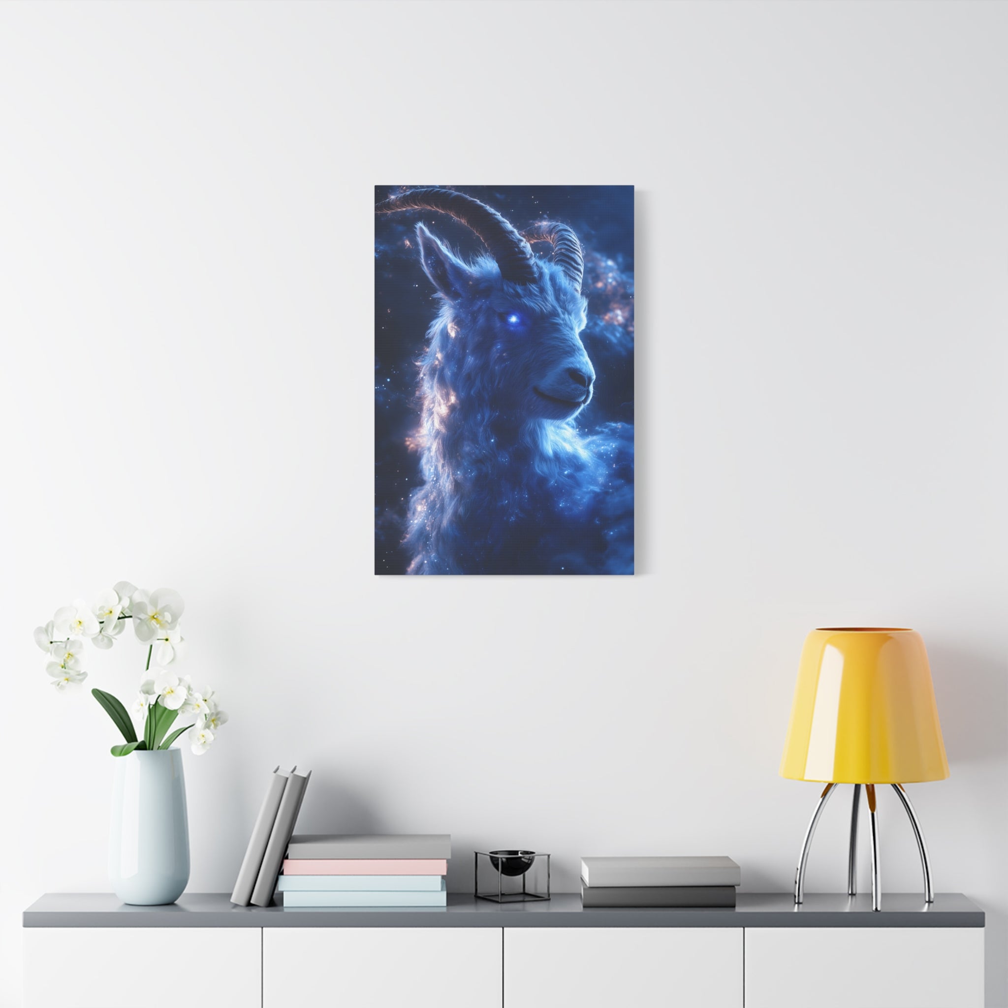 Cosmic Goat Canvas Art, Galactic Animal Decor, Wall Hanging for Home or Office, Unique Gift for Animal Lovers, Space Theme Art