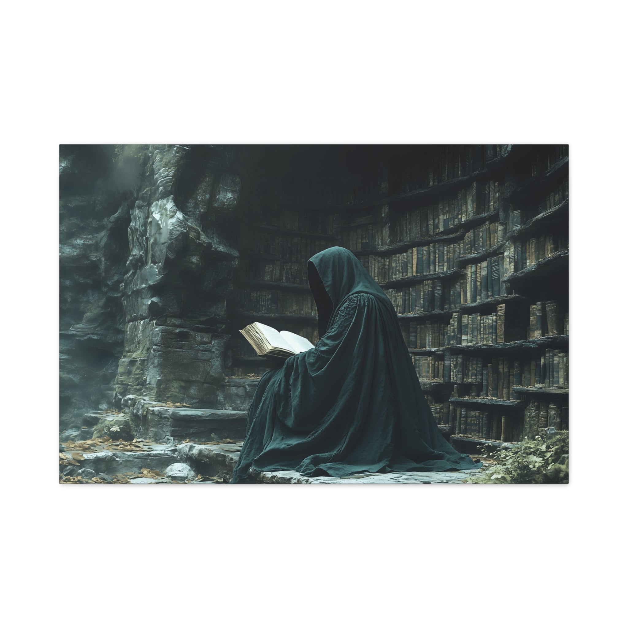 Mystical Reading Wall Art, Canvas Print for Book Lovers, Cozy Home Decor, Fantasy Artwork, Perfect Gift for Readers