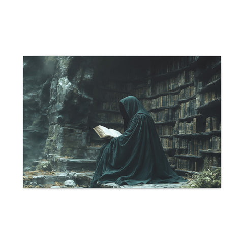 Mystical Reading Wall Art, Canvas Print for Book Lovers, Cozy Home Decor, Fantasy Artwork, Perfect Gift for Readers
