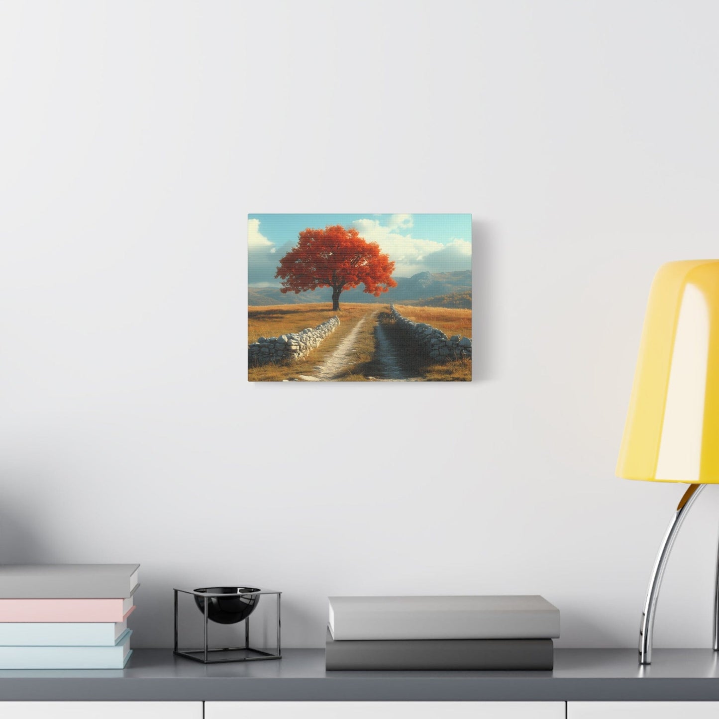 Vibrant Landscape Canvas Art, Nature Wall Decor, Red Tree Print, Home Decor, Gift for Nature Lovers