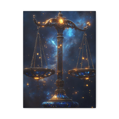 Cosmic Balance Canvas Art Print | Astrology Decor, Starry Wall Art, Home Decoration, Gift for Zodiac Lovers, Scales Artwork