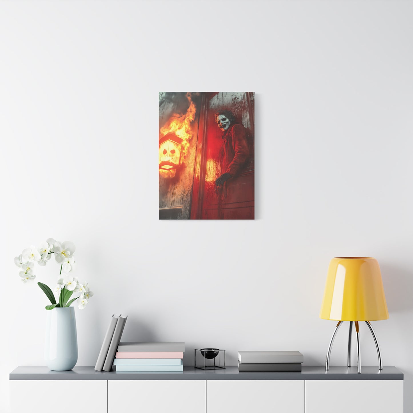 Halloween Horror Art Print, Spooky Home Decor, Creepy Wall Art, Unique Gift for Haunted House Lovers, Matte Canvas Artwork