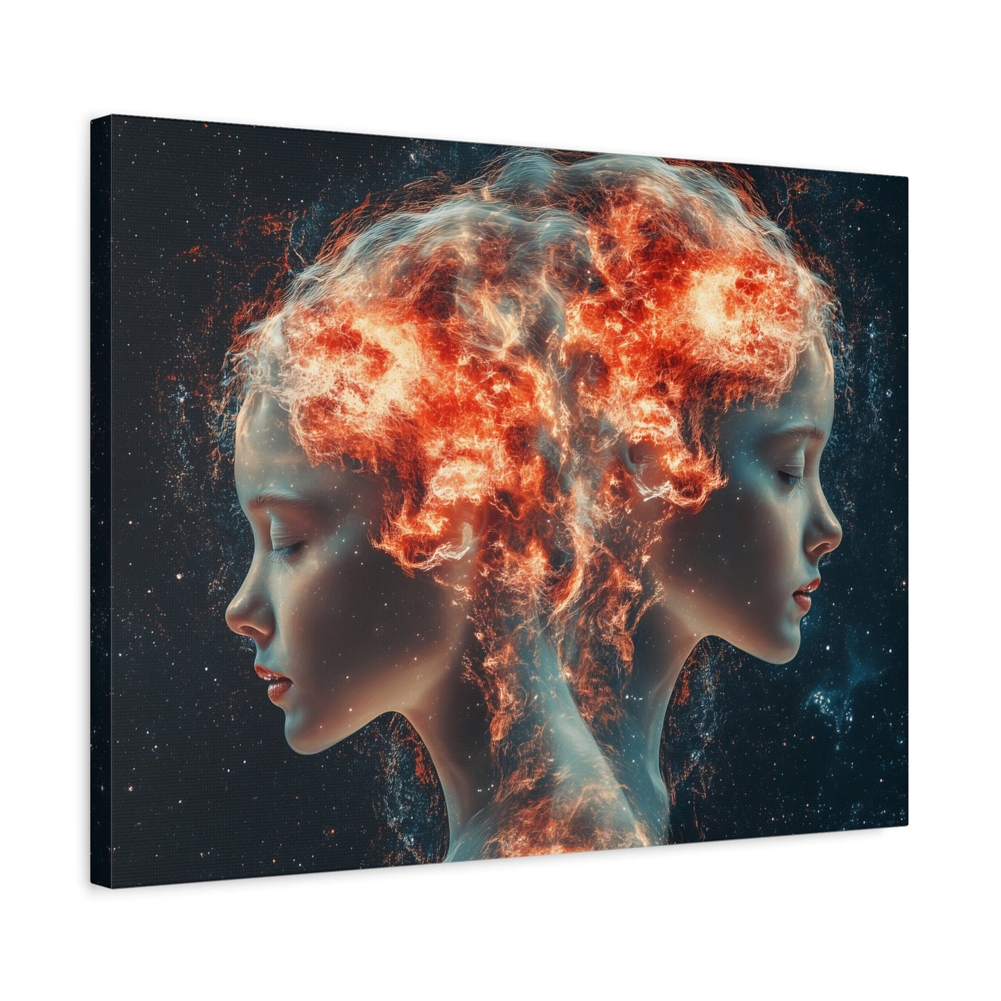 Celestial Portrait Canvas Art, Cosmic Wall Decor, Mystical Home Aesthetic, Gift for Art Lovers, Unique Space-Inspired Artwork
