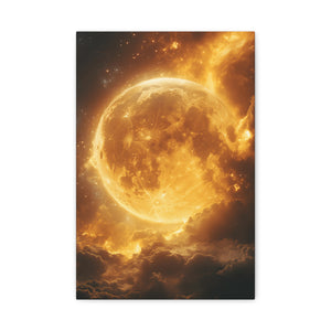 Golden Moon Canvas Wall Art, Celestial Décor for Dreamy Spaces, Perfect for Home, Gift Ideas, Wall Decorations, Astrophotography