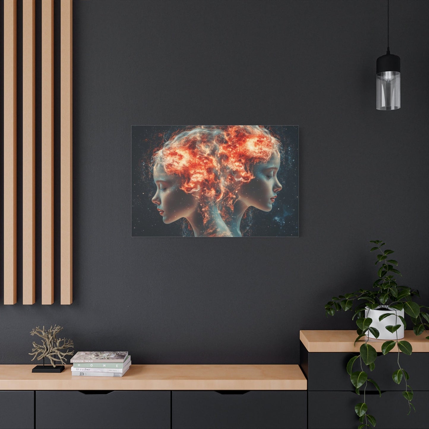 Celestial Portrait Canvas Art, Cosmic Wall Decor, Mystical Home Aesthetic, Gift for Art Lovers, Unique Space-Inspired Artwork