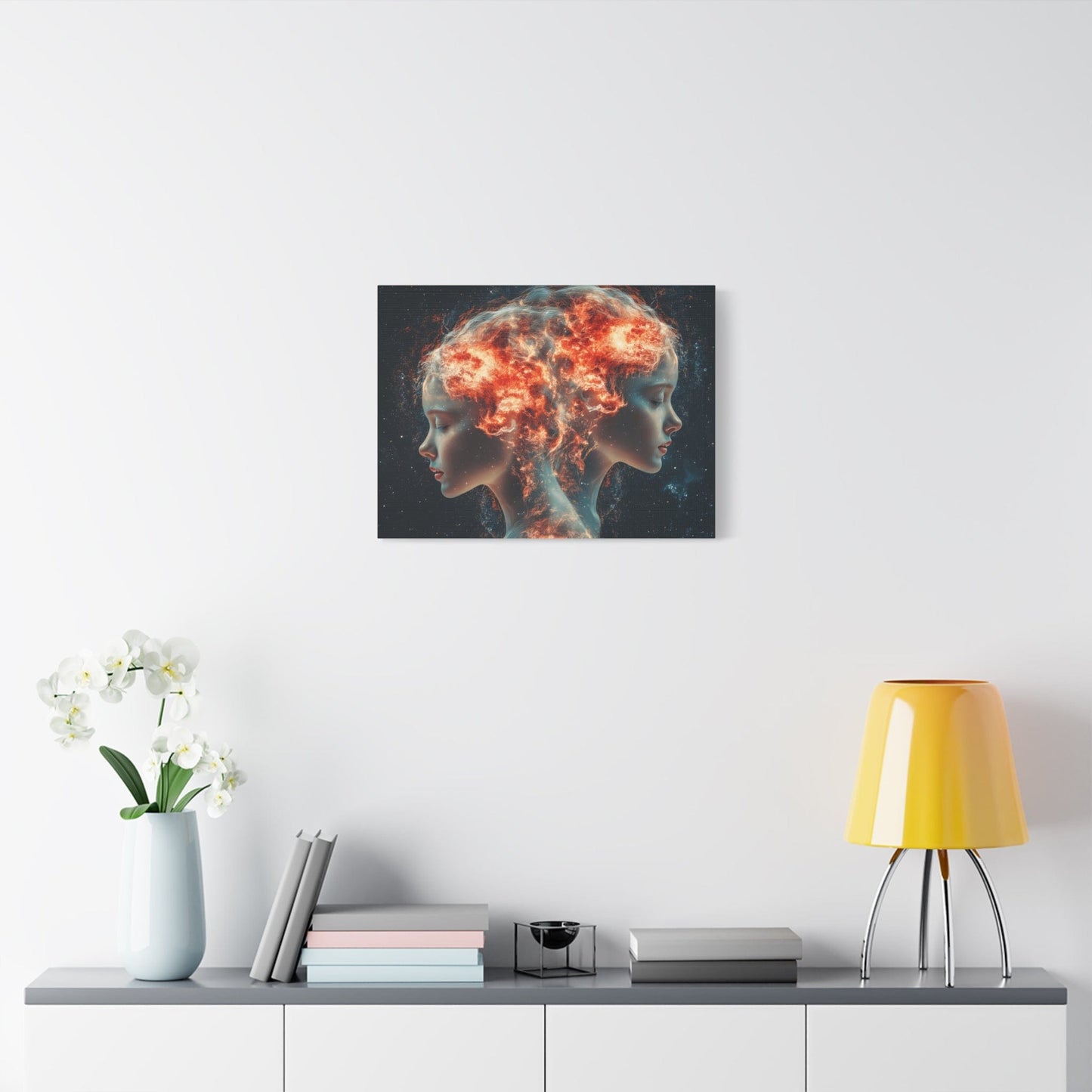 Celestial Portrait Canvas Art, Cosmic Wall Decor, Mystical Home Aesthetic, Gift for Art Lovers, Unique Space-Inspired Artwork
